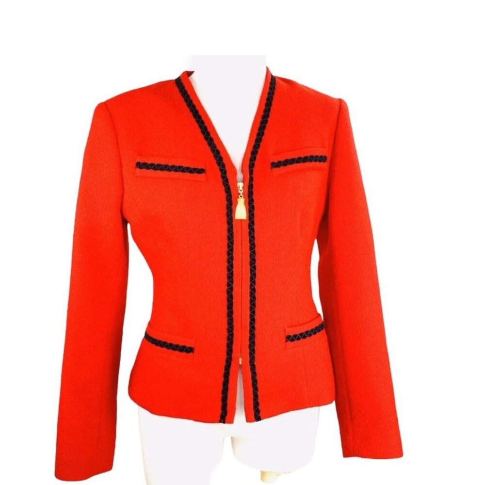 Georgiou Studio Vintage Red Wool/Nylon Womens Jacket With Gold Tassel Zipper - Picture 13 of 13